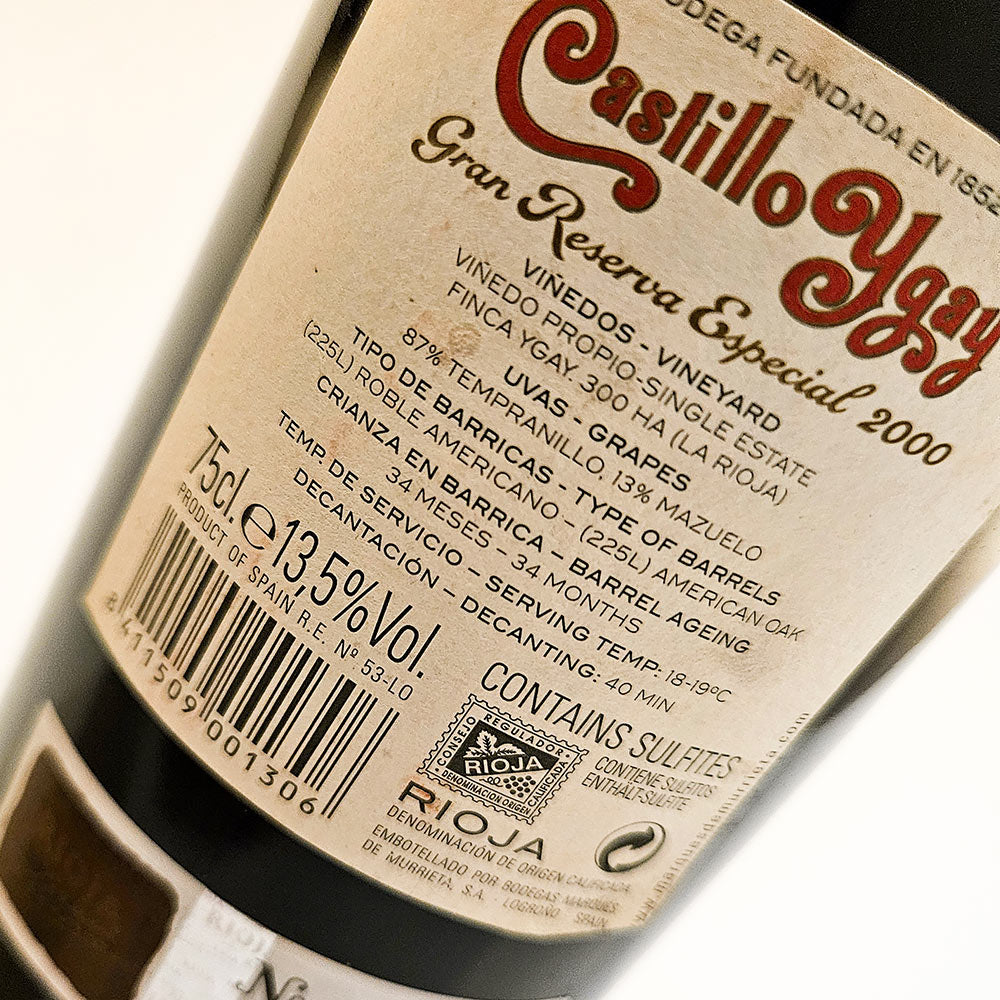 Marques de Murietta Castillo Ygay Gran Reserva Especial Rioja 2000