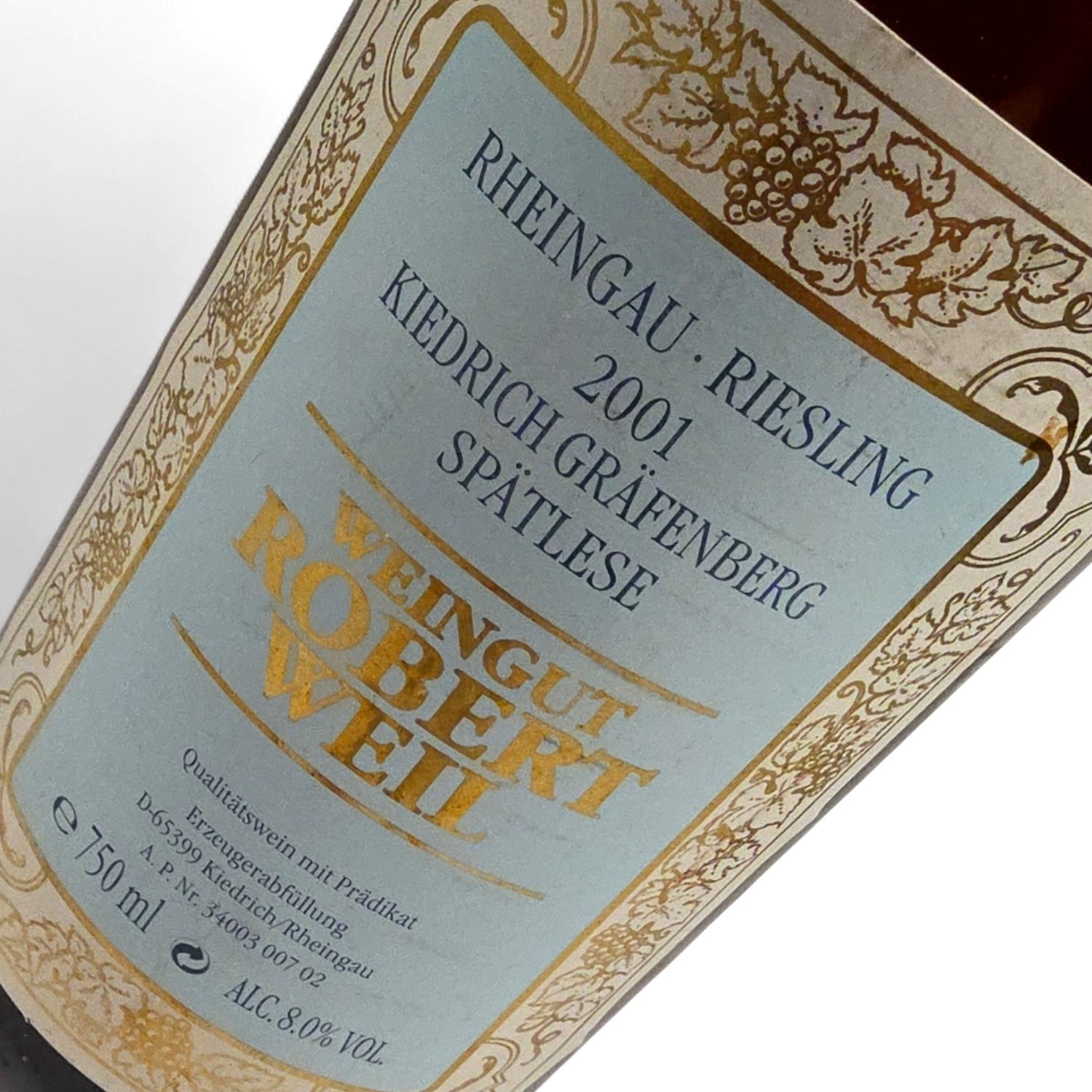 Weingut Robert Weil Kiedrich Gräfenberg Riesling Beerenauslese 2001 Halbe